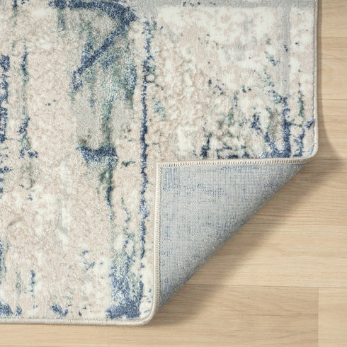 5' X 7' Blue Abstract Stain Resistant Area Rug